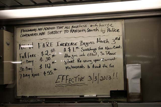 Photograph of the 2013 fare hikes by Joe Schumacher on Flickr